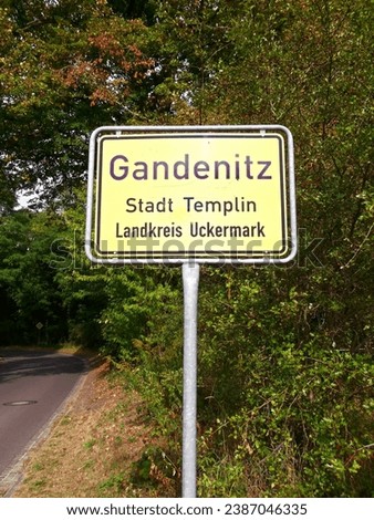 Entrance sign of Gandenitz - City of Templin - Uckermark district