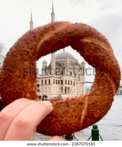 Tasty semit next to mosque in Istanbul Royalty-Free Stock Photo #2387070185