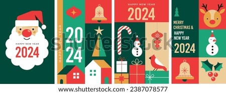 Happy New Year 2024, poster, banner and card design. Vector illustration