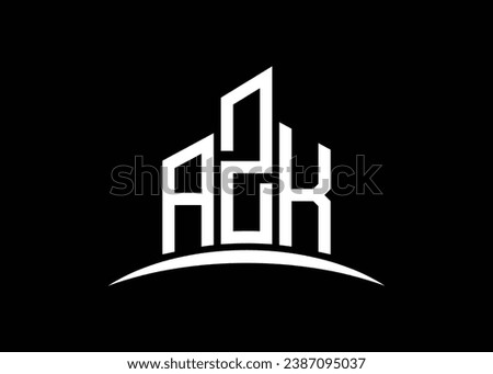 Letter AZK building vector monogram logo design template. Building Shape AZK logo.