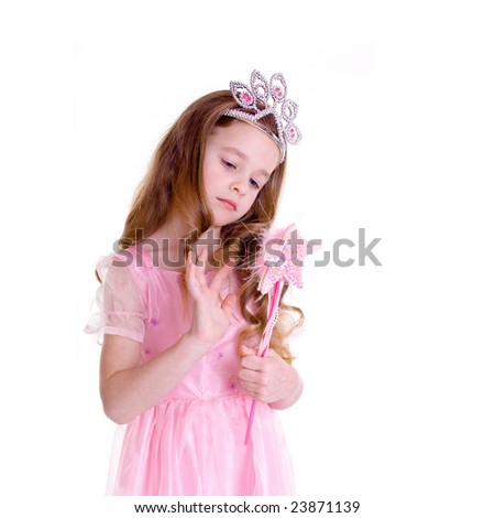 Young girl as magic fairy on white background