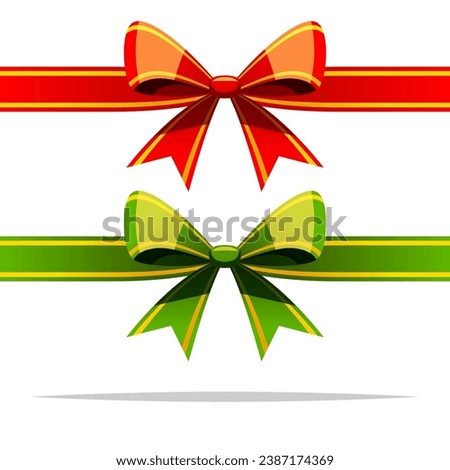 Red and green horizontal ribbons vector isolated illustration