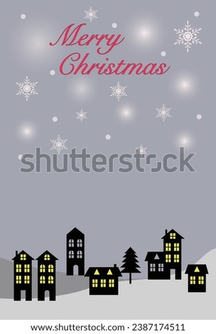 Clip art of Christmas card of winter cityscape