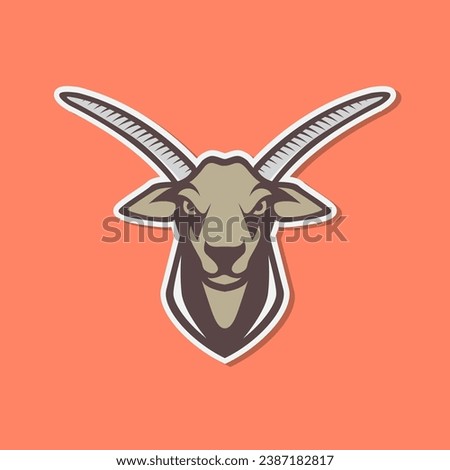 goat alpine ibex wildlife cattle livestock longhorn mascot character cartoon sticker modern colorful logo design vector icon illustration Royalty-Free Stock Photo #2387182817