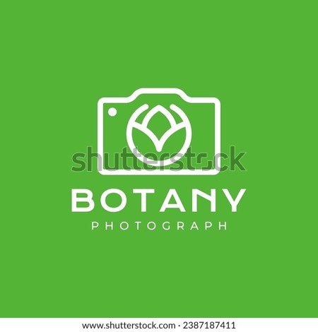 plant flower botanical photographer camera feminine minimalist simple line style logo design vector icon illustration