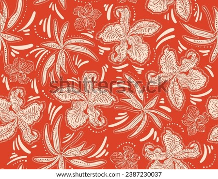 Beautiful Bohemian chic seamless pattern Hand drawn Floral and Botanical pattern Bali inspired ,Design for fashion , fabric, textile, wallpaper , wrapping and all prints