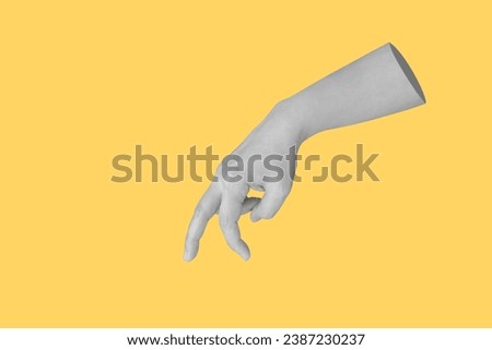 Woman hand walking gesture isolated on yellow background