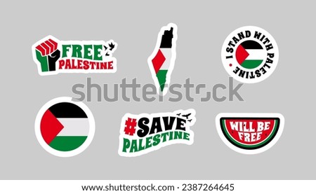 Palestine flag illustration sticker collection 
