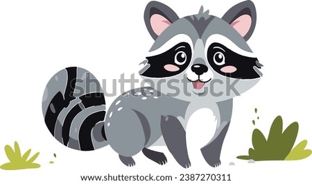 Playful raccoon vector art, bringing animated joy and cuteness to the forefront.