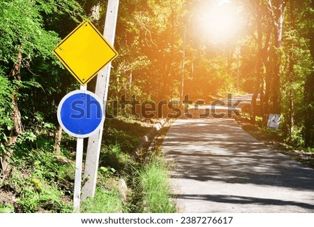 Empty road sign in summer