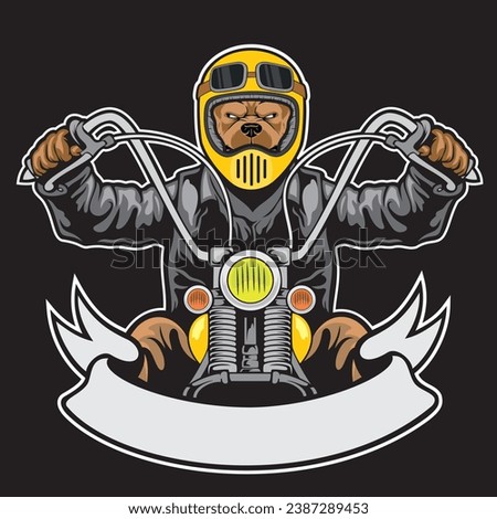 bikers logo bulldog vector art illustration design