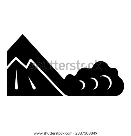 Snow avalanche solid icon, World snow day concept, natural disaster sign on white background, Winter landscape and catastrophe, snowslide or snowslip icon in glyph style. Vector graphics