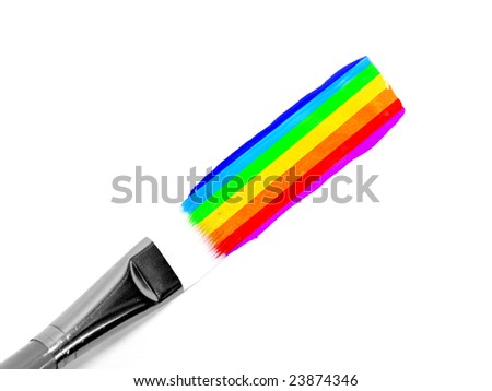 Painting a rainbow on a white background