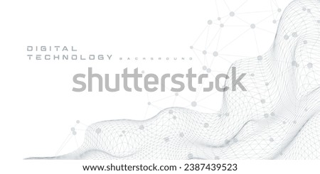 Digital technology futuristic internet network speed connection white background, cyber nano information, abstract communication, innovation future tech data, Ai big data line dot illustration vector Royalty-Free Stock Photo #2387439523