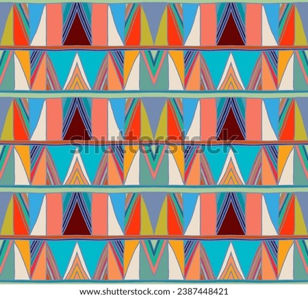 Modern geometric pattern with diamonds, triangle, stripes, diagonal and square lines art. Ikat print. Zigzag chevron abstract op-art illustration. Trendy bauhaus pattern. Scandinavian, African rug.