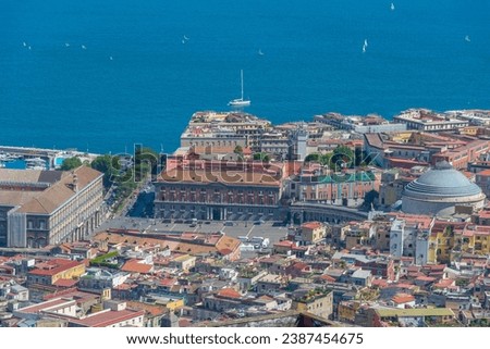 Aerial view of Palazzo Salerno in Naples, Italy. Royalty-Free Stock Photo #2387454675