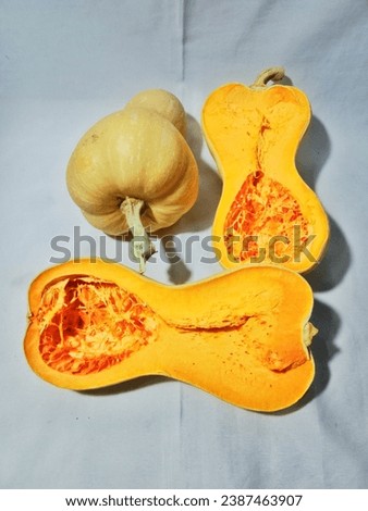 Sweet and delicious butternut pumpkin is yellow in color