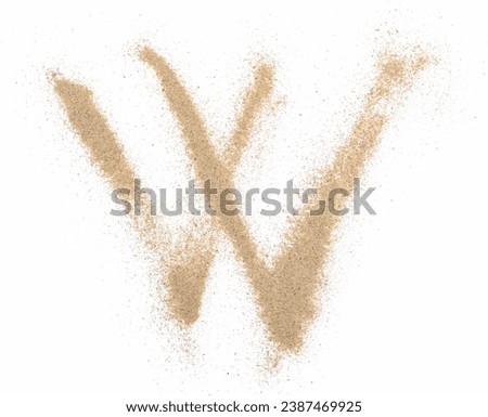 Sand alphabet letter W, symbol isolated on white, clipping path

