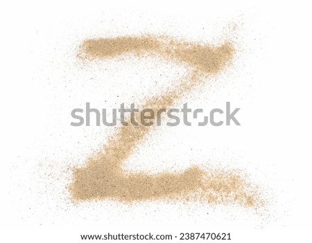 Sand alphabet letter Z, symbol isolated on white, clipping path
