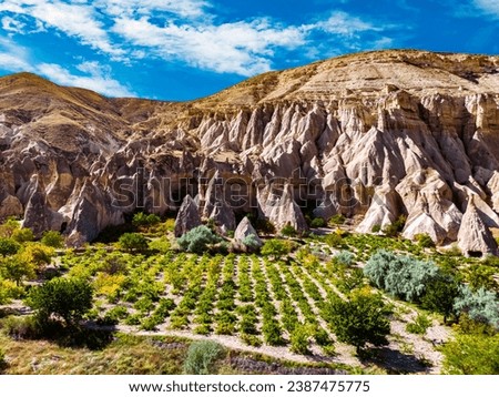 View of Zelve Valley in Cappadocia, Turkey. UNESCO World Heritage Site. Royalty-Free Stock Photo #2387475775