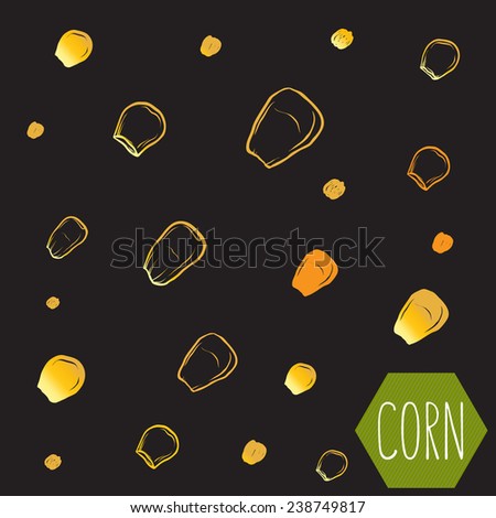 Corn pattern, hand drawn, vector illustration