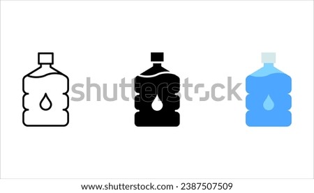 Water dispenser bottle vector sign, clean pure mineral water bottle, plastic bottle gallon illustration bottle, flat icons set, vector illustration on white background Royalty-Free Stock Photo #2387507509