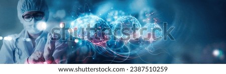 Doctor surgeon and neurologist checking brain testing result and medical diagnosis and examine patient brain with Science and technology, Digital medical healthcare. Royalty-Free Stock Photo #2387510259