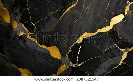 Black Marble Background: Elegant and Luxurious Design - Explore the Opulence of this Stylish Black Marble with Gilded Highlights Royalty-Free Stock Photo #2387521349