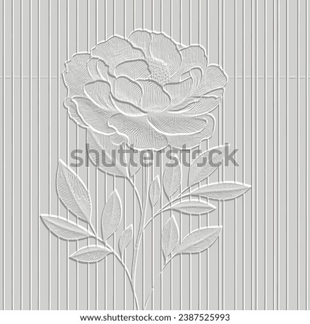 Textured emboss 3d lines flowers striped seamless pattern. Floral embossed  white background. Modern vector backdrop. Line art  flowers, leaves, stripes. Abstract hand drawn surface plants ornaments. Royalty-Free Stock Photo #2387525993