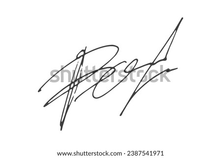 Signature Vector. hand drawn Autograph. Written black signature isolated on white background. Handwritten autograph. Handwriting Signature by pen. Writing sign sketch. Scrawl signature illustration.