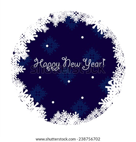 happy new year red greeting card with snowflakes