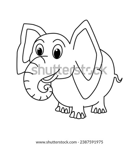 Funny elephant cartoon for coloring book.