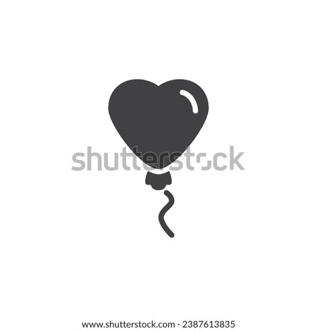 Heart shape balloon vector icon. filled flat sign for mobile concept and web design. Heart balloon glyph icon. Valentines day symbol, logo illustration. Vector graphics