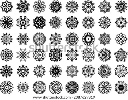 set of black and white decorative element vector