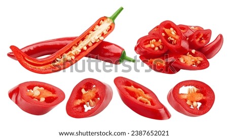red hot Chili Peppers isolated on white background, clipping path, full depth of field Royalty-Free Stock Photo #2387652021