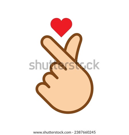 Korean symbol hand heart, a message of love hand gesture. Vector illustration. Royalty-Free Stock Photo #2387660245