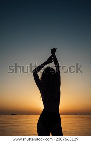 silhouette woman on the sea on the beach rest walking journey
