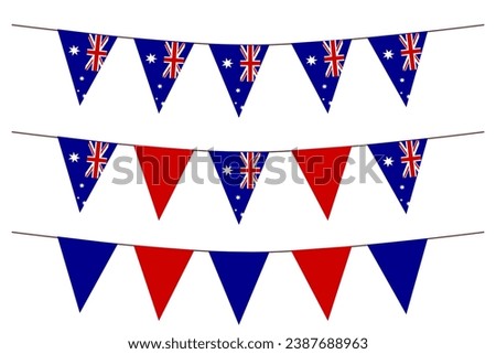 Australia flag bunting garlan confeti balloons background banner. Australia ceremony background. Royalty-Free Stock Photo #2387688963