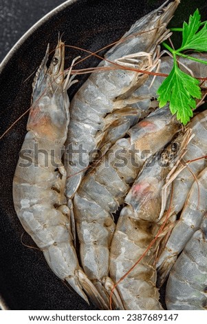 raw shrimp prawn seafood fresh eating cooking appetizer meal food snack on the table copy space food background rustic top view