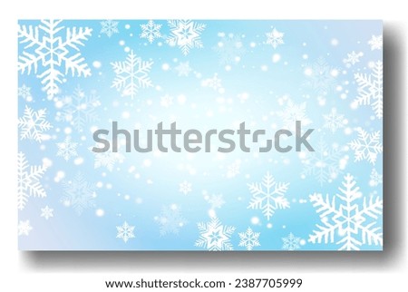 Cute falling snow flakes illustration. Wintertime speck frozen granules. Snowfall sky white teal blue wallpaper. Scattered snowflakes december theme. Snow hurricane landscape
