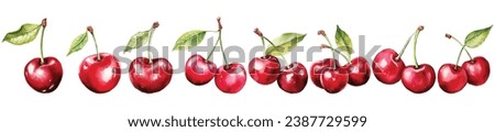Collection of Cherries Watercolor Vector Royalty-Free Stock Photo #2387729599