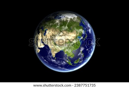 Image of planet Earth as seen from space with the continent of Asia in the center