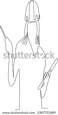 continuous line illustration of a beautiful woman being a building architect