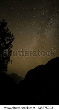 Galaxy and stars on a clear night long exposure photography over Corsica