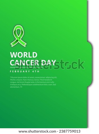 Design vector World Cancer Day with green ribbon theme. simple, elegant vector design