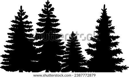 Christmas tree silhouette, forest on a white background 