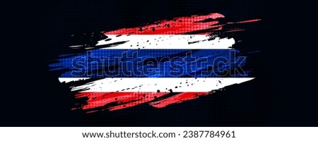 Thailand Flag with Brush Paint Style and Halftone Effect. National Thailand Flag