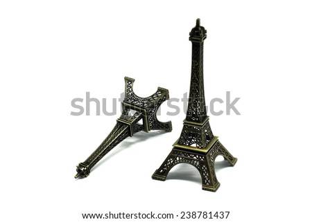 Eiffel tower figures isolated on white background