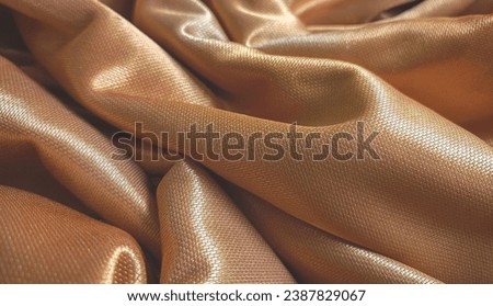 Texture gold linen fabric, crumpled linen background