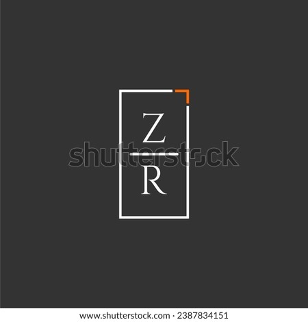 ZR initial monogram logo for technology with square style design